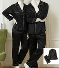 Classic Couple Night Suit Silk Satin Pajama Set – Long Sleeve Top & Full-Length Pants (4 Pcs) | DC-C007