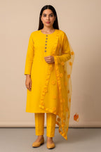 Premium Katan Silk Unstitched 3 Piece Suit With Net Dupatta For Women - Grey