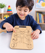 Educational Wooden Tracing Board Set 5 Pcs – Urdu, English, Numbers & Body Parts Learning Boards