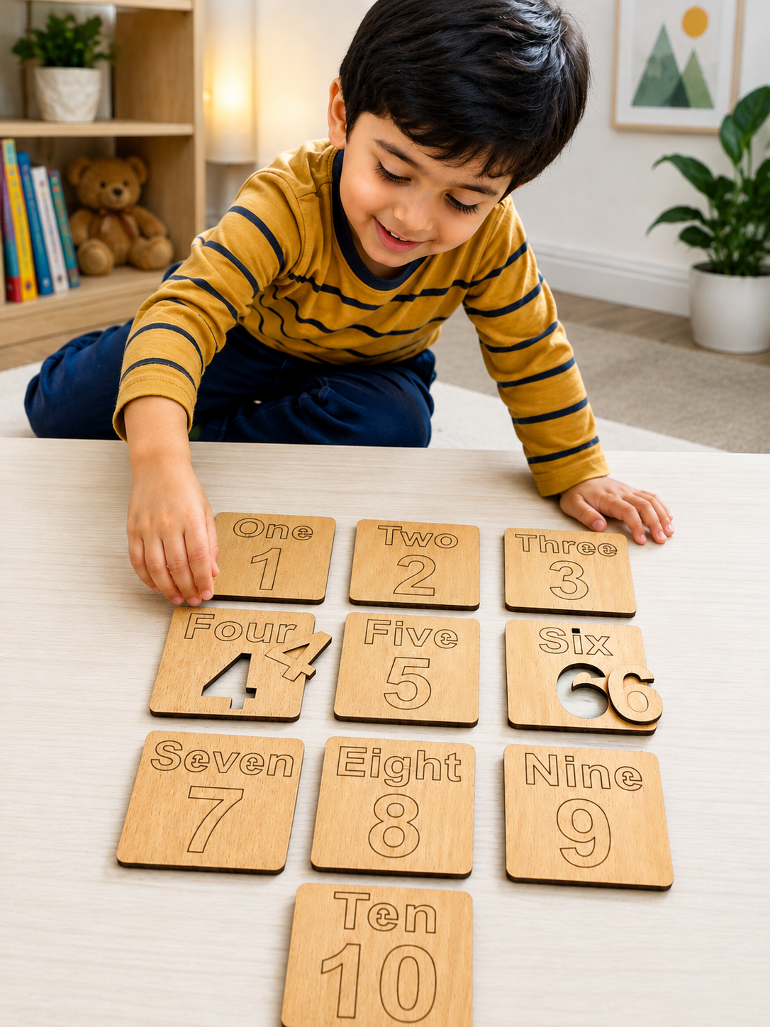 Educational Toy sWooden Number Learning Puzzle Set for Kids 1-10