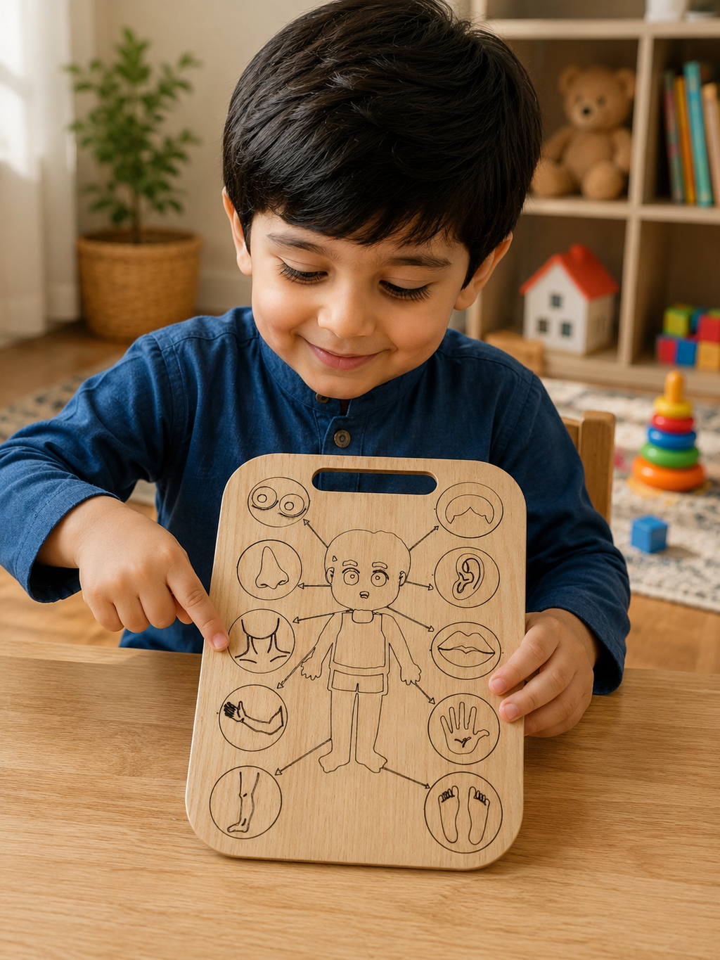 Educational Wooden Tracing Board Set 5 Pcs – Urdu, English, Numbers & Body Parts Learning Boards