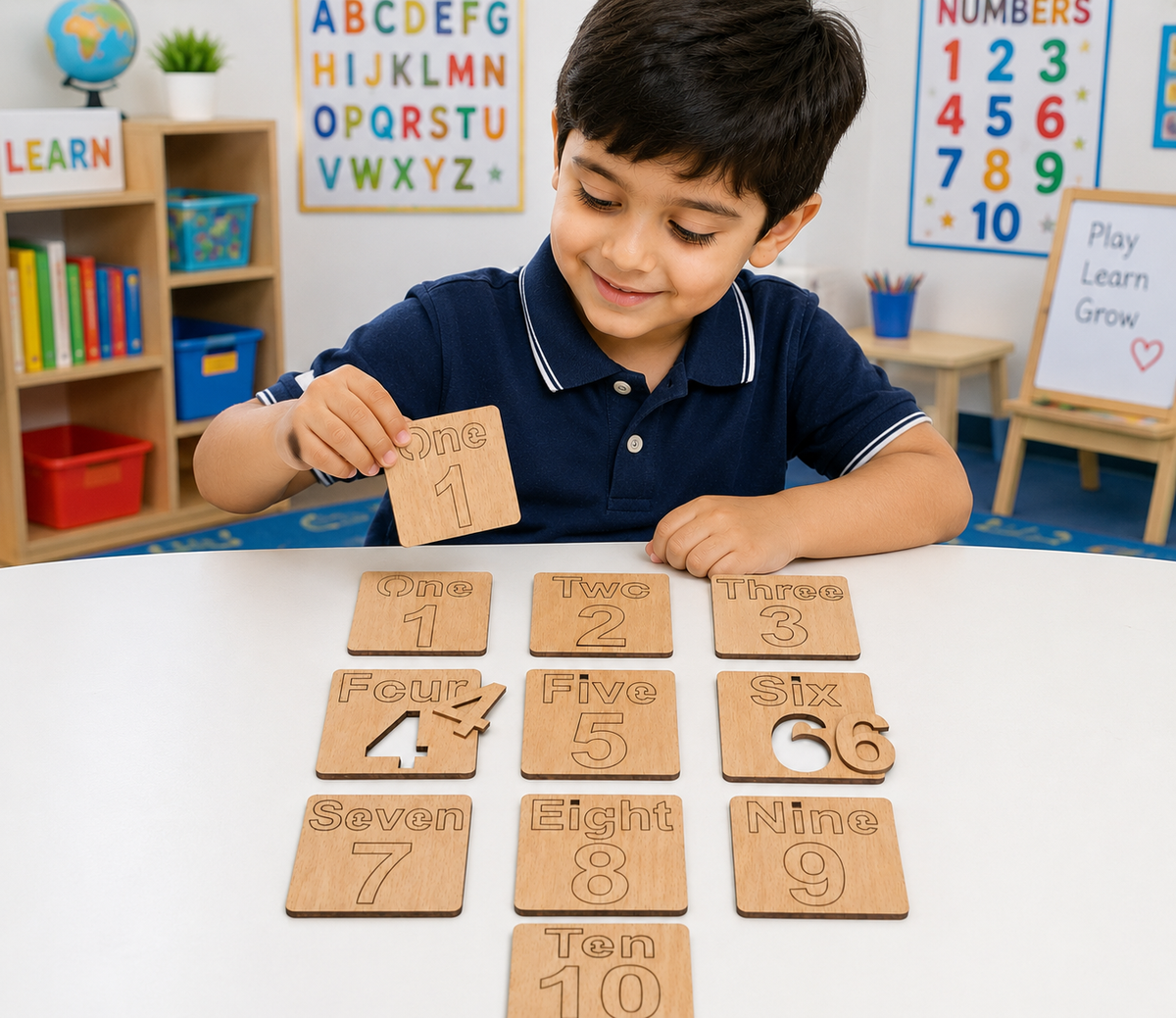 Educational Toy sWooden Number Learning Puzzle Set for Kids 1-10