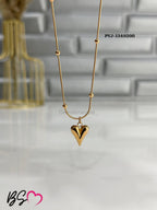 Ball Chain Heart Korean Pendant – Elegant Golden Necklace - Sku pVj-200