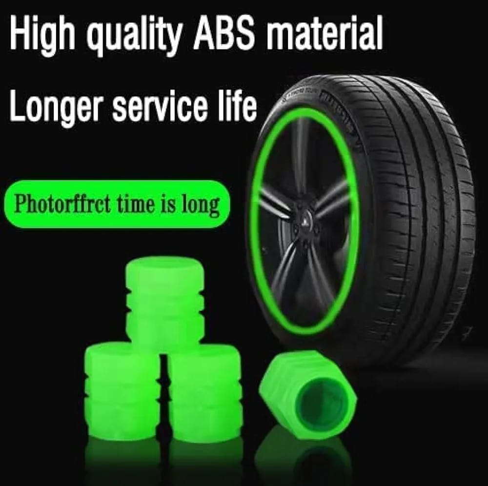 Pack of 4 - Luminous Tire Valve Cap For Car Tire For Car Motorcycle Bike Glowing Tire - Automotive Accessory (Random Color)