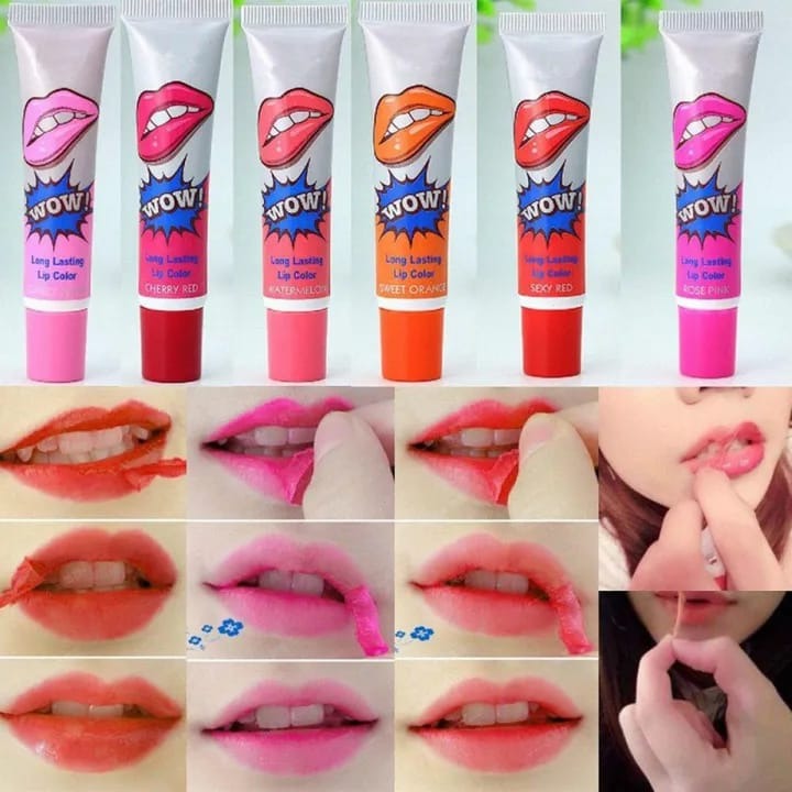 6 Pcs Peel Off Wow Lipstick Lip Gloss - Cosmetic Product Designed For Lip Care And Daily Makeup Routine
