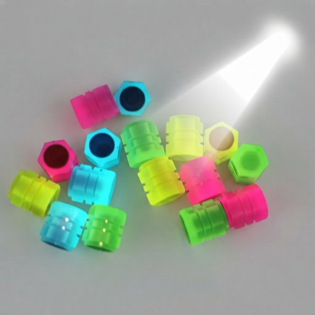 Pack of 4 - Luminous Tire Valve Cap For Car Tire For Car Motorcycle Bike Glowing Tire - Automotive Accessory (Random Color)