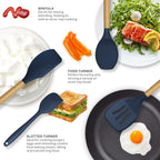 12-Piece Silicone Kitchen Utensil Set with Wooden Handles