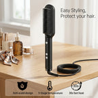 Professional Hair Straightener Brush – Anti-Scald Comb with 5 Temperature Settings