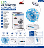 JR-2022 Multifunction Rechargeable LED Desk Fan
