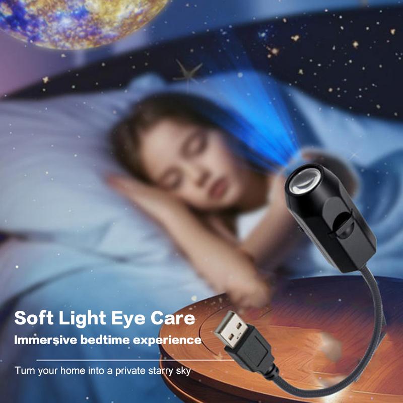 USB Ceiling Moon Earth Projection Atmosphere Light Starry Sky Lamp Night Light Romantic Bedroom Decoration Projector With 6 Lenses