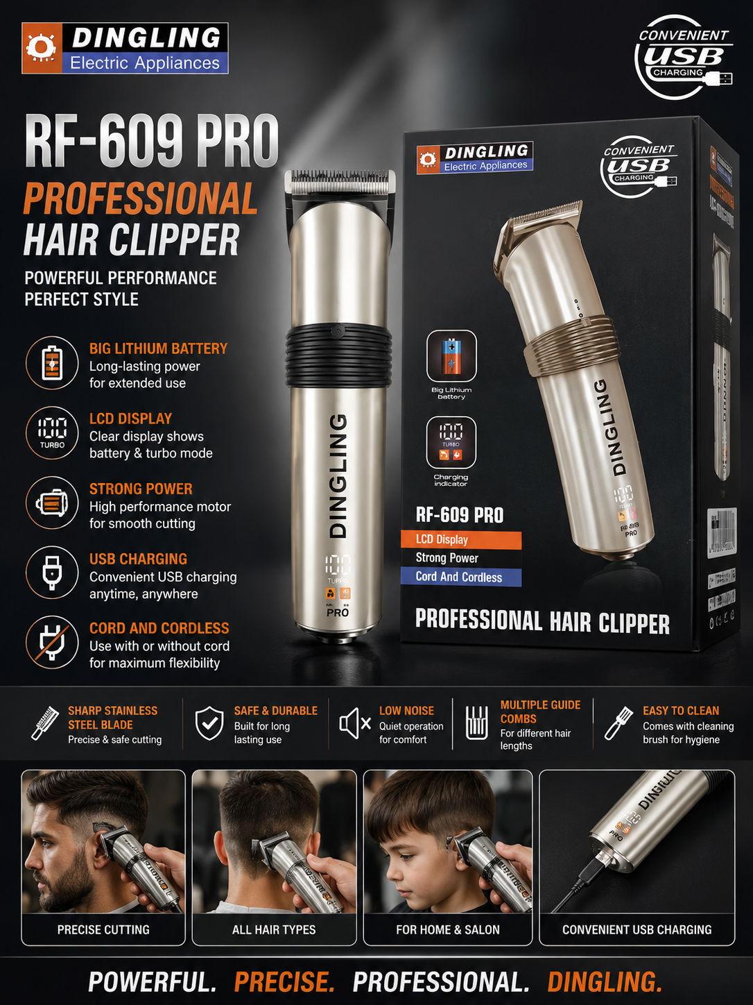 Dingling RF-609 Pro Professional Hair Clipper