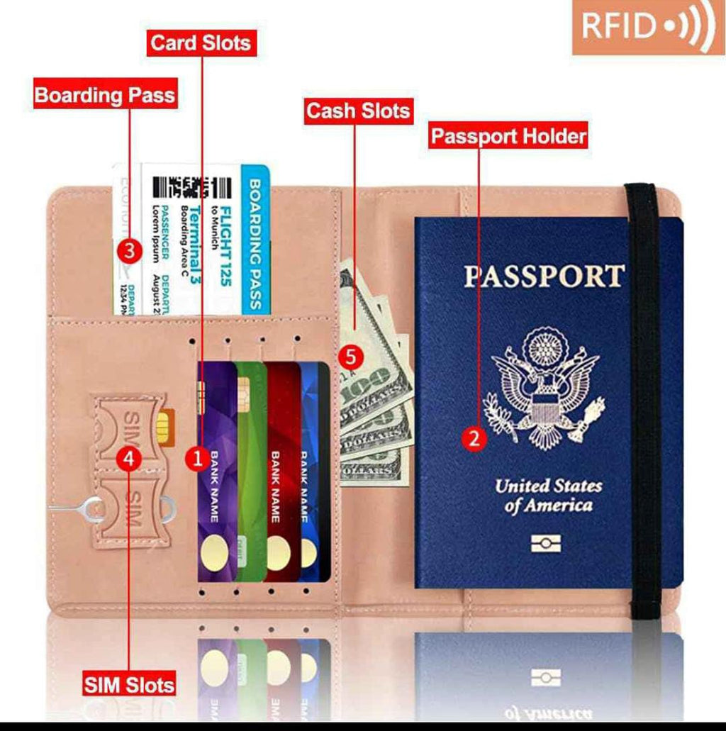 RFID Protected Passport Cover Holder & Travel Wallet Premium Leather Passport & Card Wallet for Men & Women (Random Color)