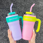 Dual-Layer Glass Water Bottle with Protective Shell & Handle (800ml)