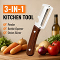3in1 Peeler Knife Stainless Steel | Multifunctional Fruit & Vegetable Peeler With Wooden Handle | Kitchen Vegetable Cutter Slicer Tool & Bottle Opener