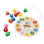 Wooden Learning Clock & Number Shape Sorting Toy
