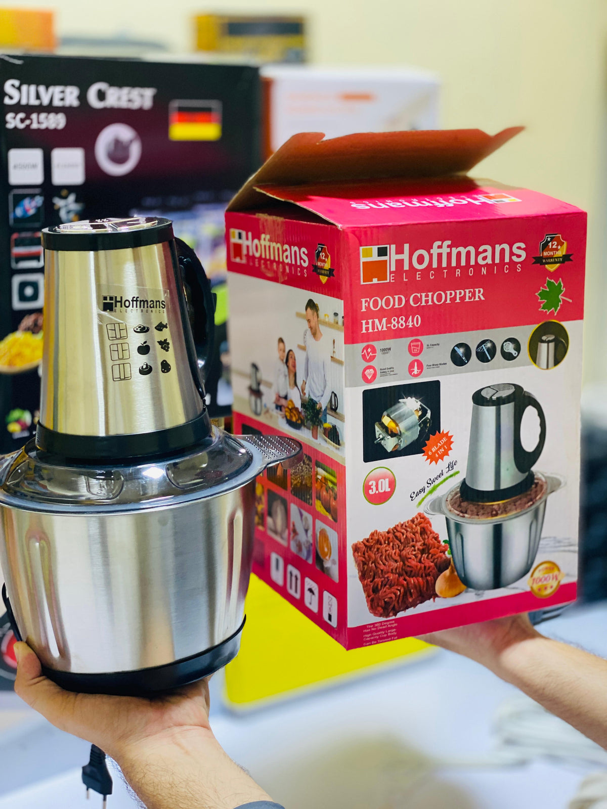 Hoffmans HM 8840 Food Chopper 3L 1000W Powerful 6 Blade Stainless Steel Design Efficient Kitchen Tool For Quick And Easy Food Preparation
