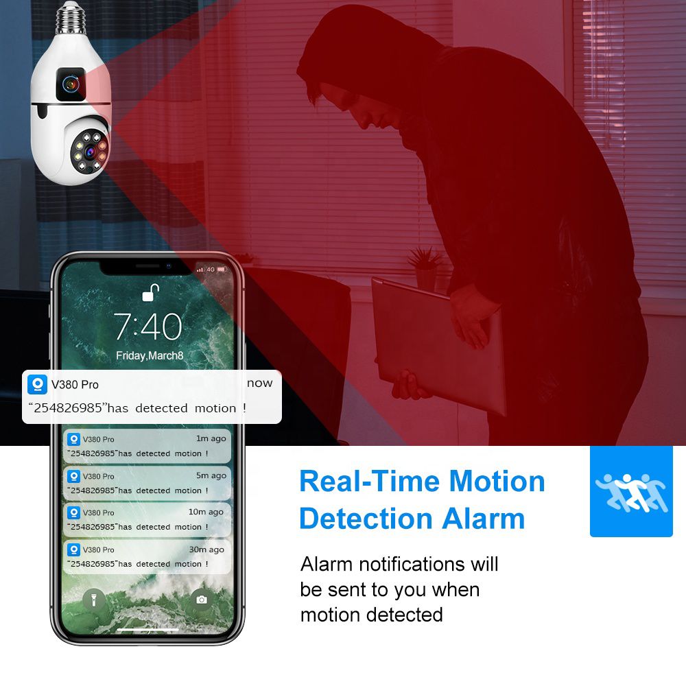 Speed-X Dual Lens Bulb Camera 1080p WiFi Panoramic Night Vision