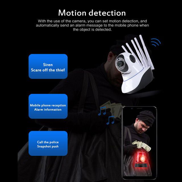 Speed-X 5 Antenna Night Vision Camera (CA-Q5-5) 1080p HD - V380 Pro