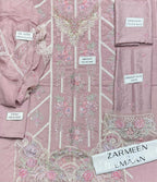 Zarmeen Emaan Article 1776 Luxury Embroidered Shirt Front Back Sleeves Neckline Daman Patch Premium Viscose Trouser Pure Bamber Chiffon Dupatta