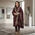 3-Piece Suit Unstitched Sussi Marina - Apparel Accessory Designed For Fashion Styling And Daily Wardrobe Routine - Maroon