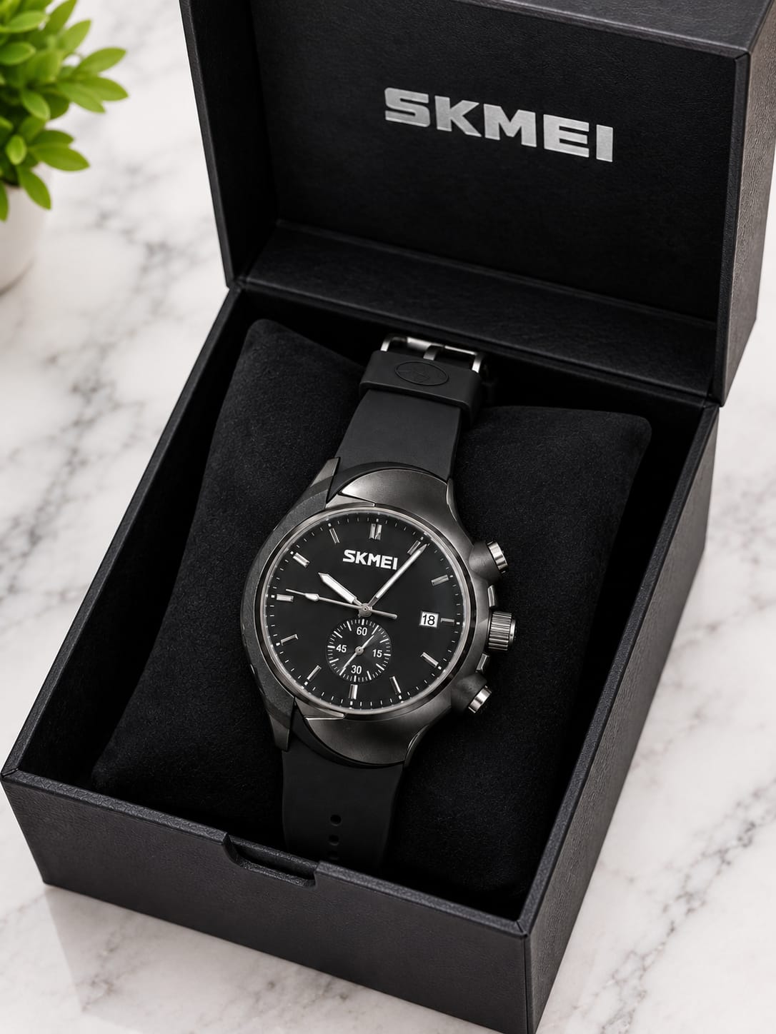 SKMEI Men’s Watch With Box– Stylish & Durable Waterproof Wristwatch