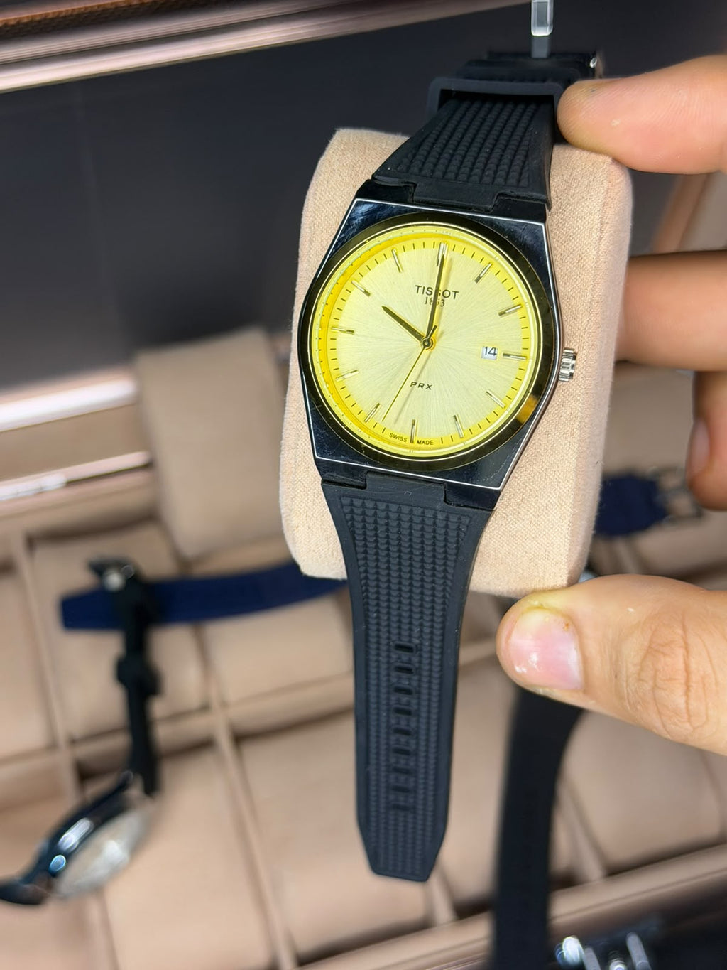 Tissot PRX Inspired Men's Watch - Textured Rubber Strap with Date Display - Black
