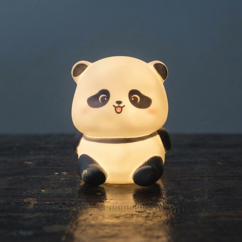Cute Mini Panda LED Night Light Rechargeable Touch Lamp Adorable Portable Silicone Night Light For Kids Bedroom And Nursery Illumination