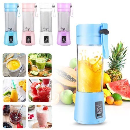 6 Blade Mini Portable USB Juicer Blender Compact Cordless Fruit Mixing Cup And Smoothies Maker - 380ML Capacity