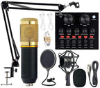 Premium V8 Pro Condenser Microphone Kit With Sound Card Professional Recording Microphone Set With Audio Sound Card For Streaming And Podcasting