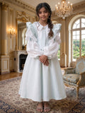 Girls' Mint Green Overall Dress with Long Sleeve Blouse & Plush Bunny Charm
