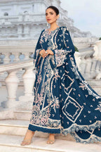 Zarmeen Emaan Luxury Embroidered Shirt Front Back Sleeves Laces Neckline Daman Patch Premium Viscose Trouser Pure Bamber Dupatta