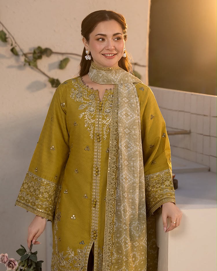 Embroidered Dhanak 3-Piece Unstitched Suit with Digital Printed Wool Shawl