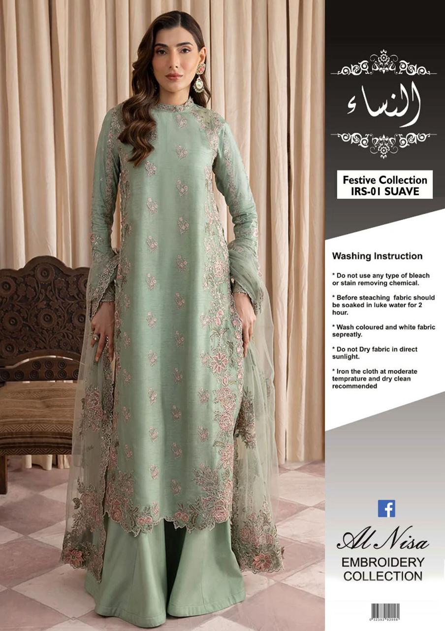 Sage Suave Handworked Chiffon Ensemble