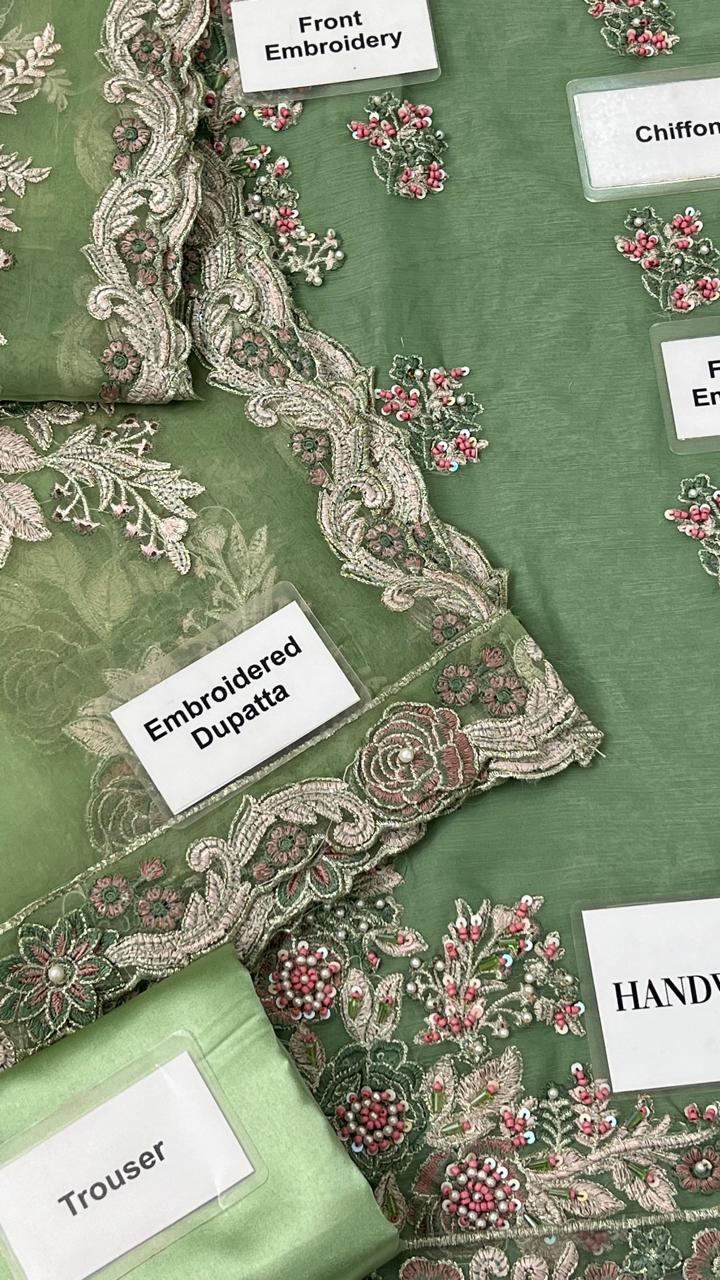 Sage Suave Handworked Chiffon Ensemble