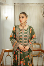 Forest Green Embroidered 3-Piece Ensemble