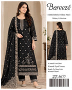 Luxury Black Karandi Ensemble Featuring Gold Embroidery and Heavy Embroidered Shawl