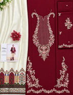 Maroon Silk Embroidered Luxury 2-Piece Suit Unstitch