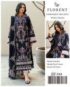 Florent Black Chikenkari & Dhanak Embroidered Unstitched Outfit unstitch