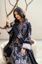 Florent Black Chikenkari & Dhanak Embroidered Unstitched Outfit unstitch