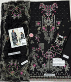 Florent Black Chikenkari & Dhanak Embroidered Unstitched Outfit unstitch