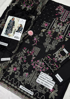 Florent Black Chikenkari & Dhanak Embroidered Unstitched Outfit unstitch