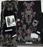Florent Black Chikenkari & Dhanak Embroidered Unstitched Outfit unstitch