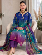 Blue-to-Purple Ombré Pearl-Embellished Suit