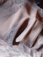 Elegant Printed Silk Abaya – Premium Grey & Neutral Jacquard Silk Fabric