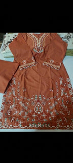 2 Piece Ready-to-Wear Embroidered Lawn Suit (Shirt & Trousers) – Rust Orange