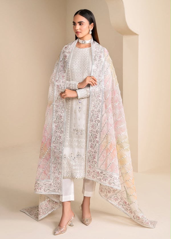 ivory Pearl - Hand Work Embroidered Chiffon 3-Piece Formal Suit