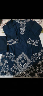 2 Piece Ready-to-Wear Embroidered Lawn Suit (Shirt & Trousers) -Midnight Navy