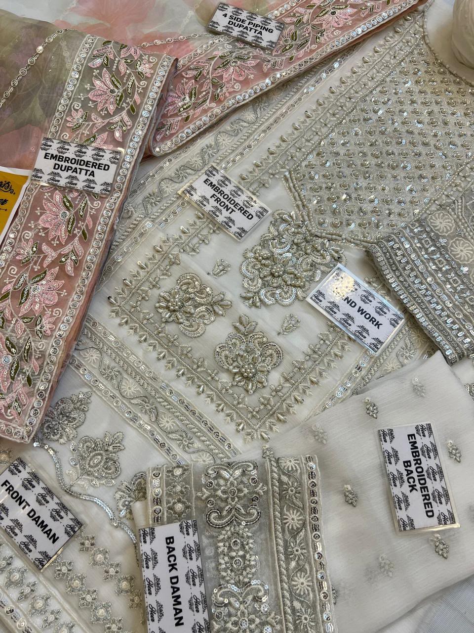 ivory Pearl - Hand Work Embroidered Chiffon 3-Piece Formal Suit