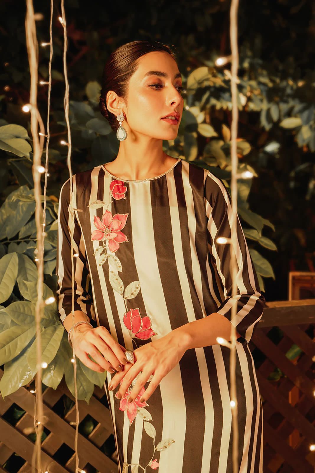 Noir & Crimson Vertical Stripe Ensemble 3 piece unstitch