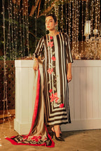 Noir & Crimson Vertical Stripe Ensemble 3 piece unstitch